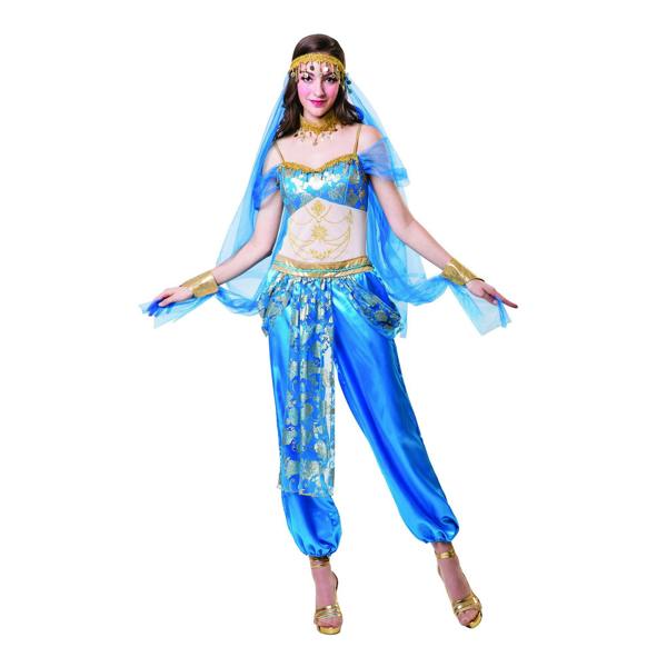Bristol Novelty Womens/Ladies Harem Dancer Costume - Blue/White/Gold - 