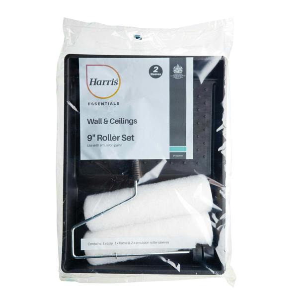 Harris Essentials Paint Roller Set - Black/White/Silver - 