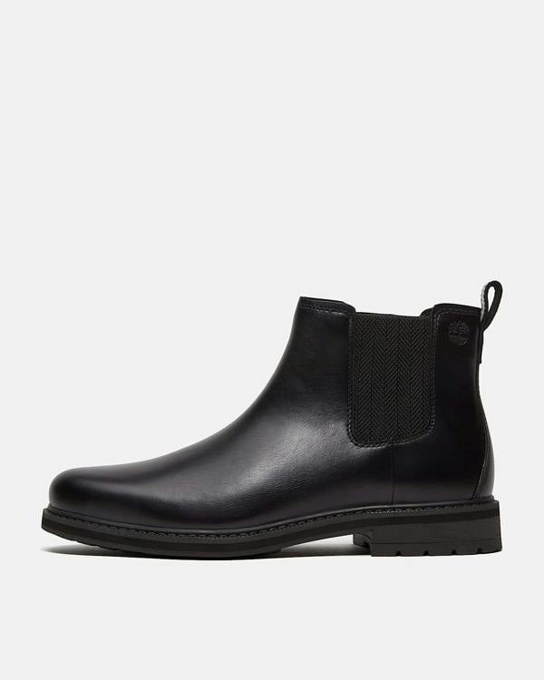 Timberland Stormbucks Mens Full Grain Leather Mid Chelsea Boots - Black | CHO | Designer Mens Chelsea Boots