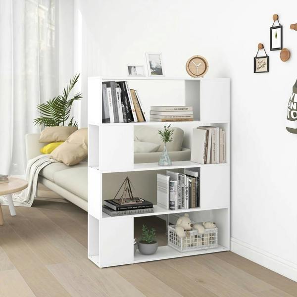 Berkfield Book Cabinet Room Divider White 100x24x124 cm