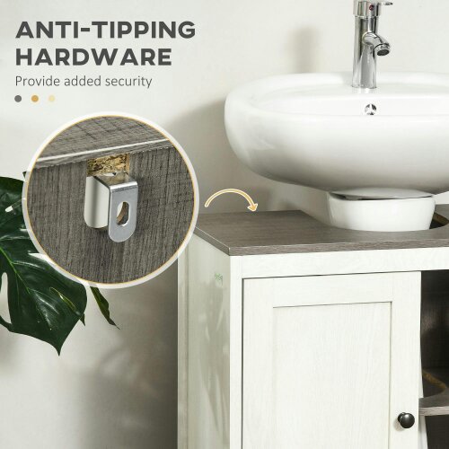 Wyld Haus Narile Antique White Under Sink Vanity Storage Cabinet With Double Doors And Adjustable Shelving