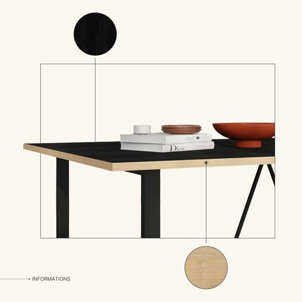 Decortie Modern Dalma Rectangle Dining Table 6 Seater Kitchen Table 140(D)cm w/Metal Legs for Indoor
