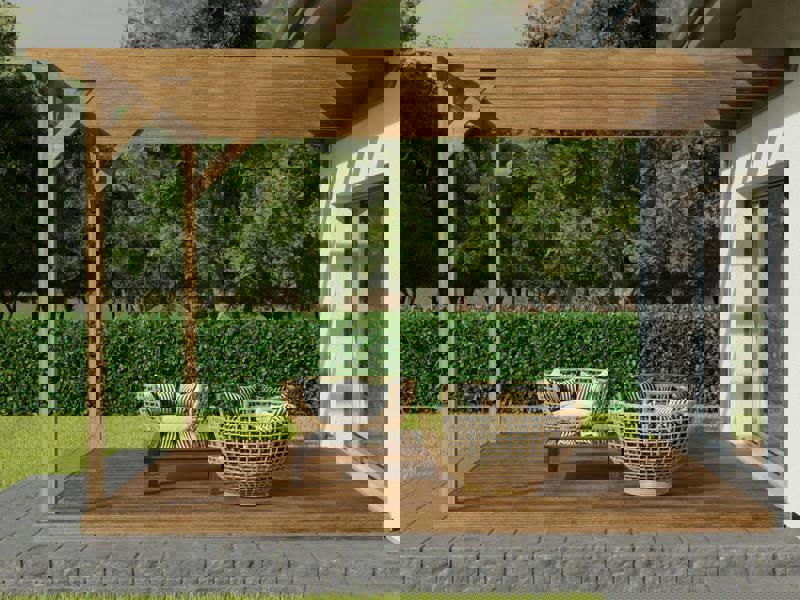 Arbor Garden Solutions Wall Mounted Pergola and Decking Kit Sculpted Design