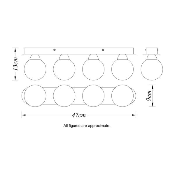 COSYLYTE Bowen Bathroom 4 Light Glass Ceiling Flush Light