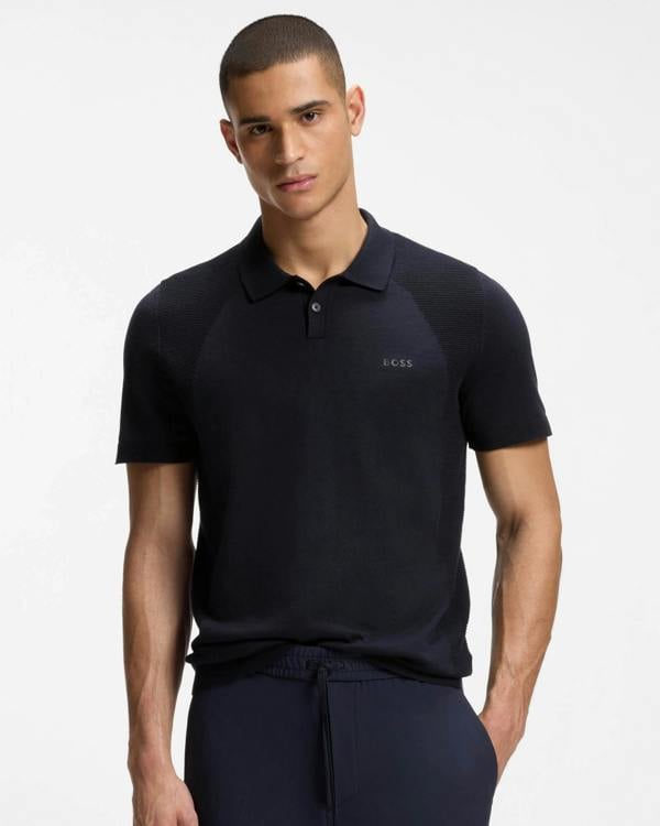 BOSS Green Momentum-Lite Mens Short Sleeve Polo Shirt - Dark Blue 402