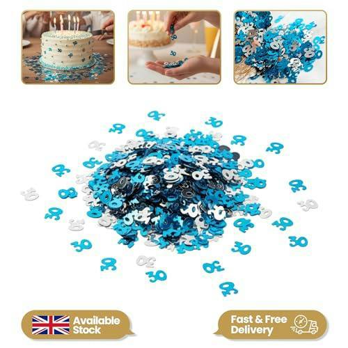 30th Birthday Blue and Silver Metallic Confetti Pack Sizes for Party Tables image 4