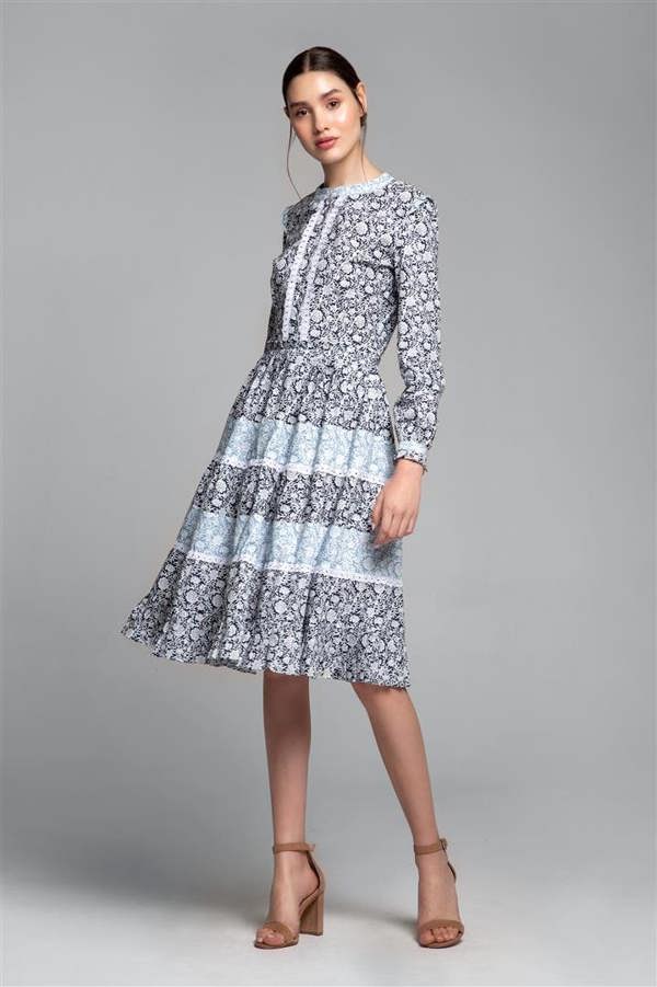 Rumour London Eliza printed poplin midi dress with embroidered trim