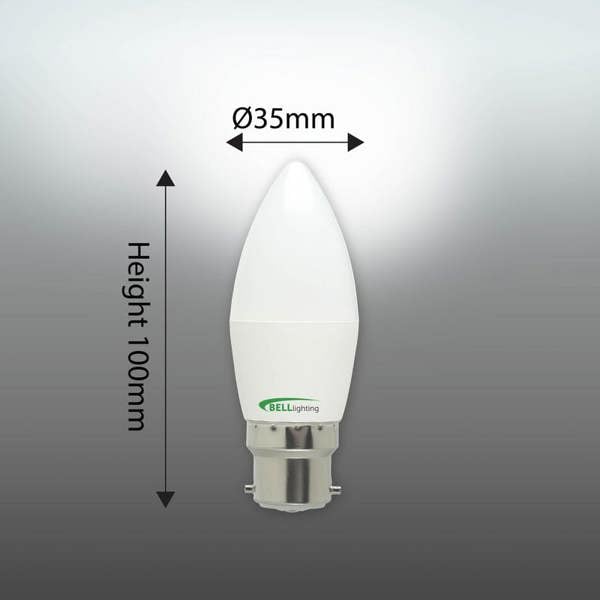 BELL Lighting Dimmable B22 LED Candle Bulbs 4.7W 470lm , Natural White 4000K , Energy Saving 40W Equivalent, Bayonet Cap