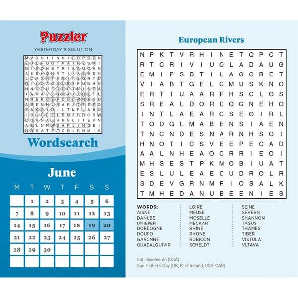 Wordsearch, Puzzler Desk Calendar 2027, Desk Calendars, Day To View, Entertainment, Gift