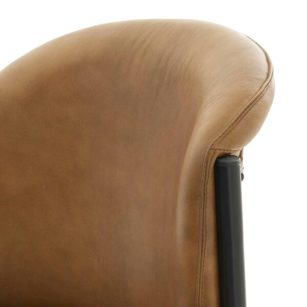 Wyld Haus Germain Arched Tan Brown Upholstered Leather Dining Chair