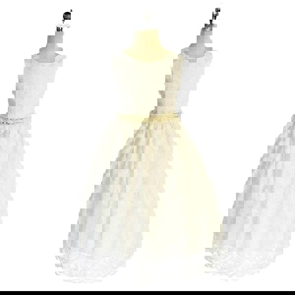  white full lace dress with diamante sash