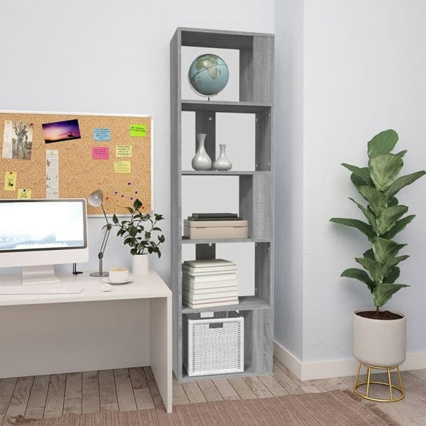 Berkfield Book Cabinet Grey Sonoma 45x24x160 cm Engineered Wood