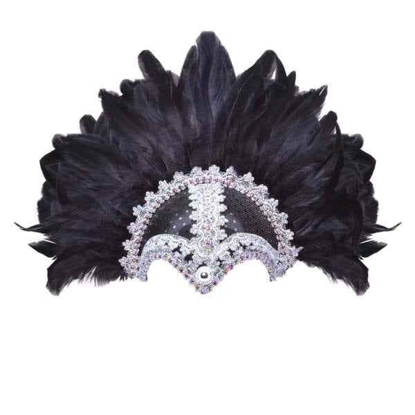 Bristol Novelty Womens/Ladies Braid Plume Feather Helmet - Black/Silver - 