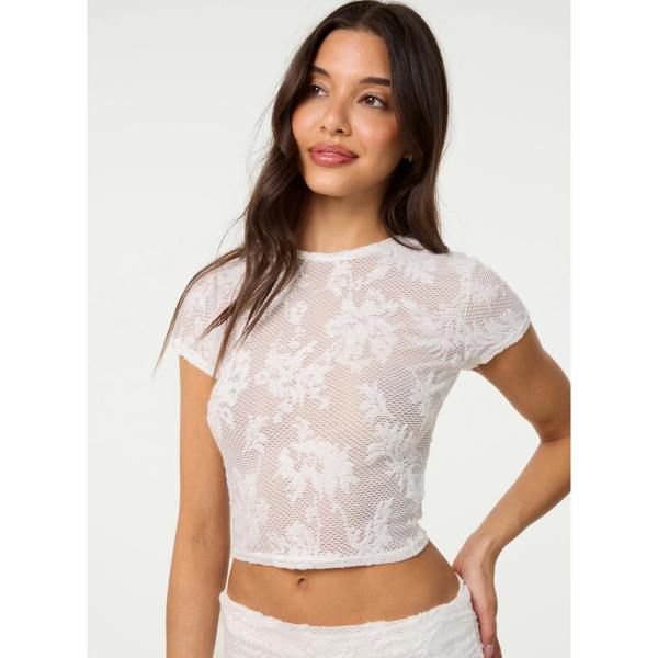 Pink Vanilla Crochet Lace Baby Tee