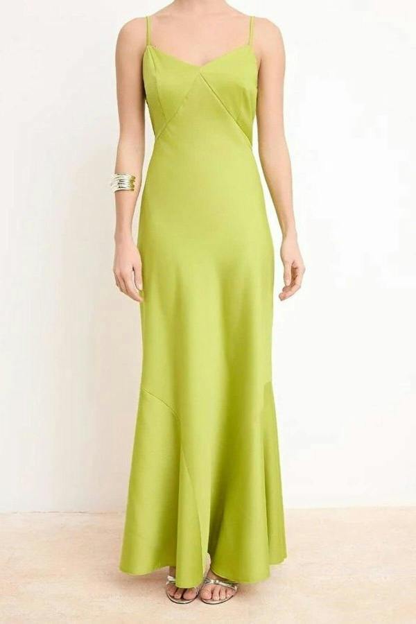 WOVCOR Satin Ruffled Midi Dress