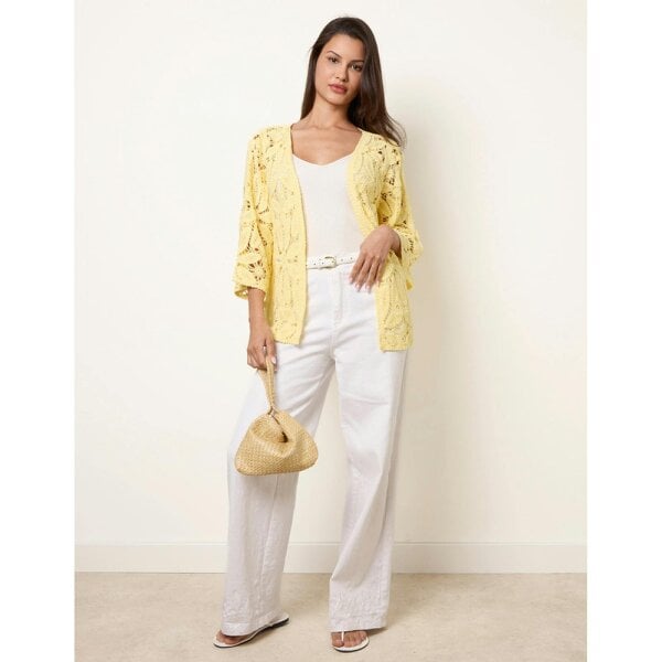 Blue Vanilla Crochet Tie Front Cardigan