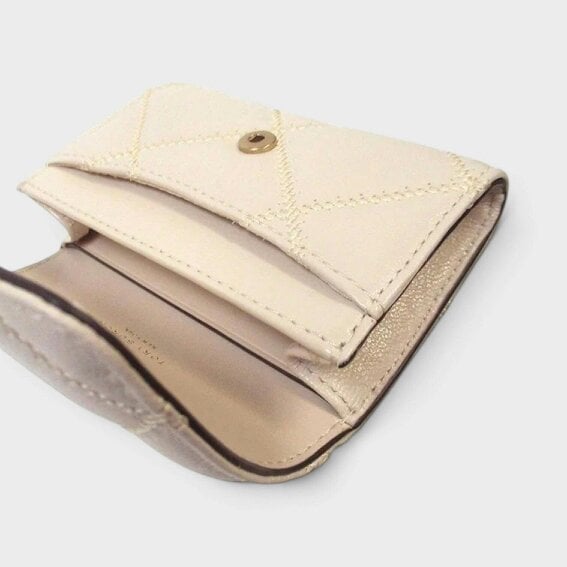 Tory Burch Willa Quilted Card Case Wallet Cream