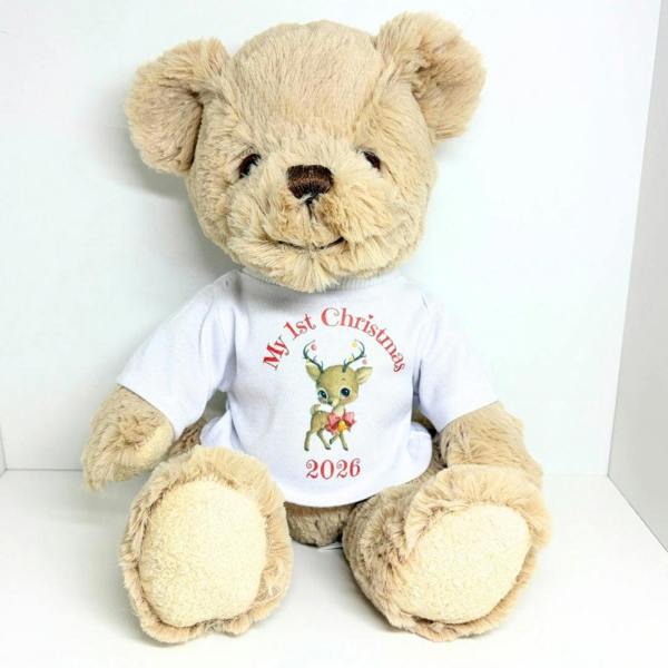 Personalised 1st Christmas Reindeer Teddy Bear, Baby First Christmas Gift