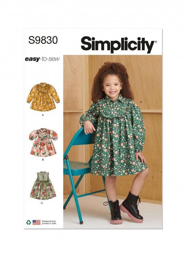Simplicity Sewing Pattern 9830, Dresses for Kids, A (3-4-5-6-7-8) - Easy
