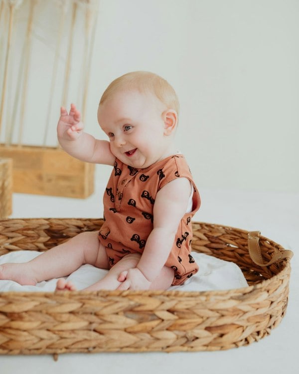 Red Bear Print Romper - image 1