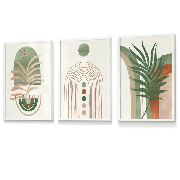 Artze Wall Art Sage Green Botanical Arches Set of 3 Framed Wall Art