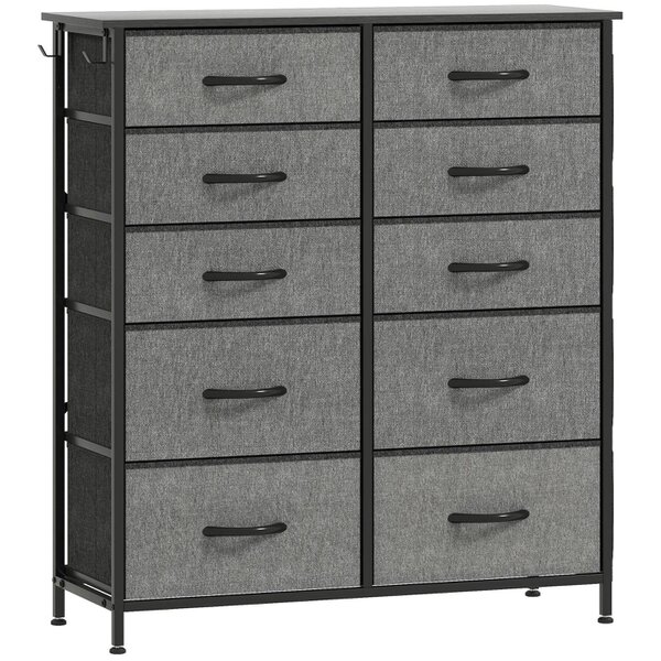 Wyld Haus Babara Fabric And Metal Charcoal Grey 10 Drawer Storage Chest