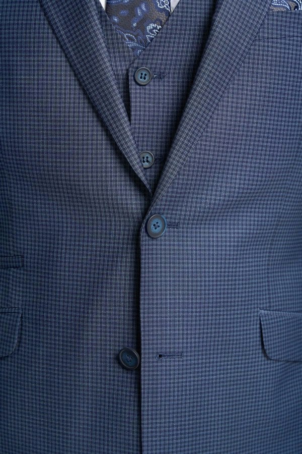 House of Cavani Bond Check Blazer - Navy