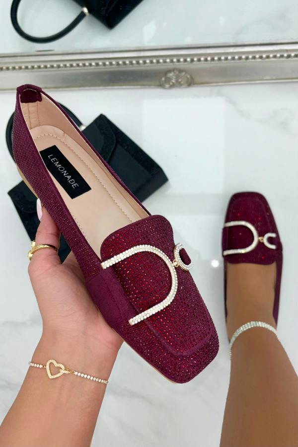 Crystal Imperial Suede Loafers Limited Edition Burgundy with slip on Loafers