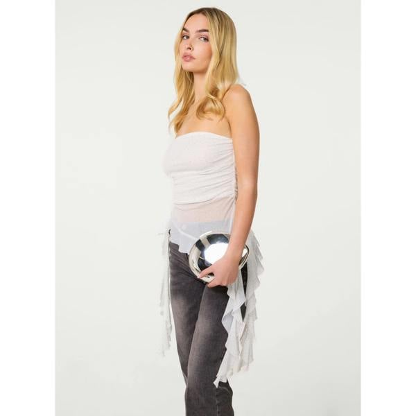 Pink Vanilla Asymmetric Diamante Bandeau Top