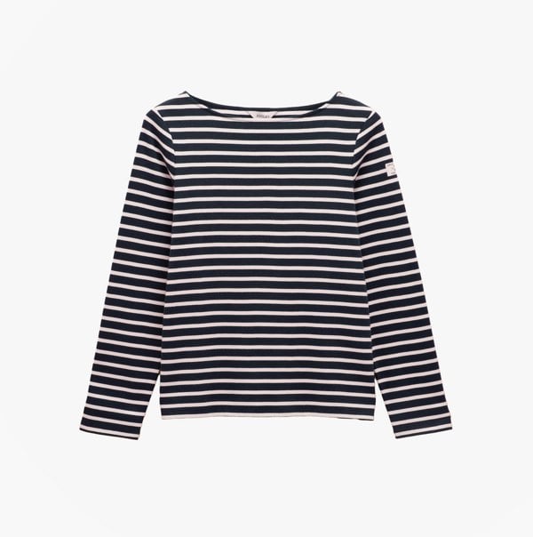 Joules HARBOUR Boat Neck 100% Cotton Breton Top Navy/White Stripe