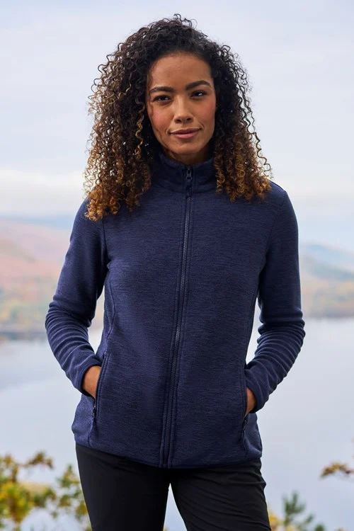 Mountain Warehouse Womens/Ladies Snowdon II Melange Full Zip Fleece Jacket - Dark Blue