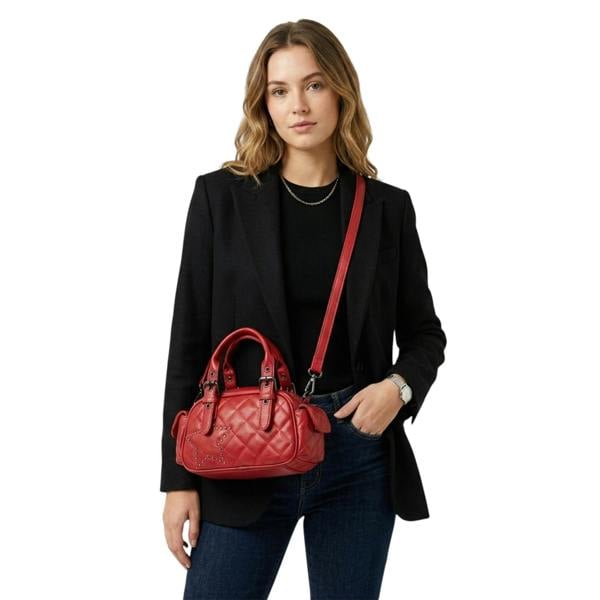Kitise Trendy Studded Star Quilted Crossbody Shoulder Handbag