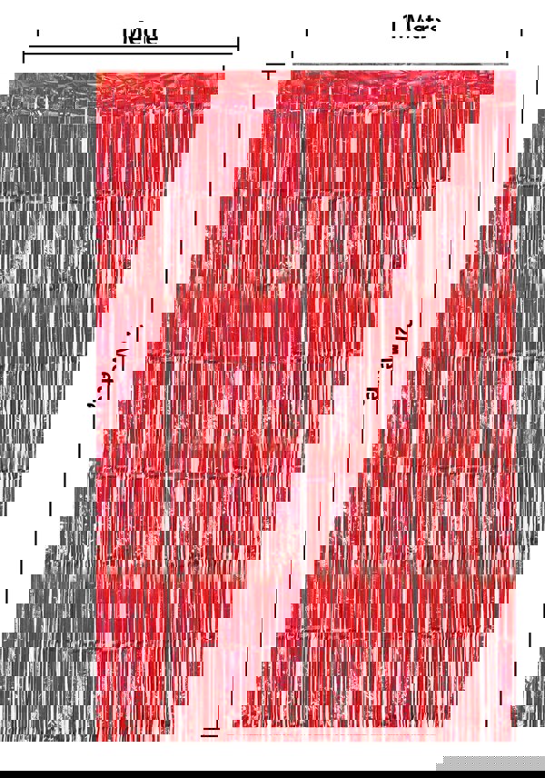 Cheetah Shimmer Tinsel Curtain, 2M x 1M Red