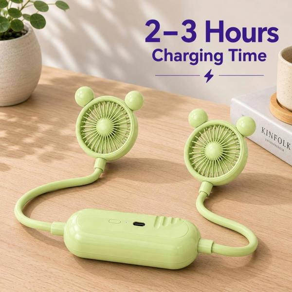 Dyzi Portable Neck Fan USB Rechargeable 3 Speed Green