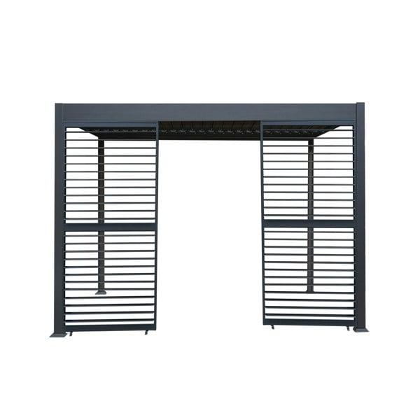 Monstershop Anthracite Aluminium Pergola With 2 x Shutter Panels - 3m x 3m