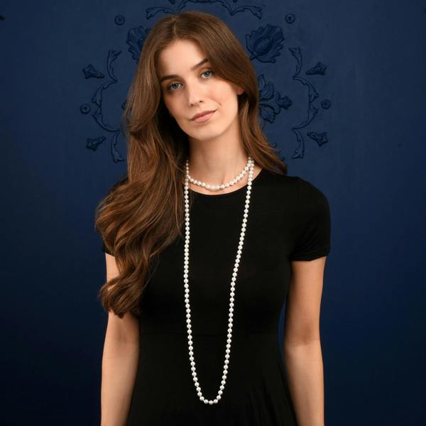 Zavana 60-inch Extra Long Stylish Pearl Necklace for Women with White Shell Pearls