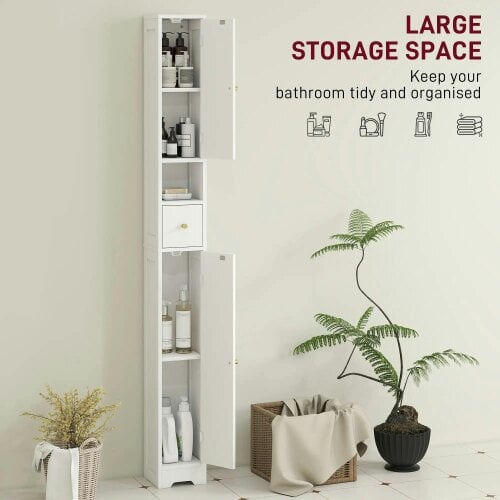 Wyld Haus Extra Tall Bathroom Storage Cabinet With Arched Doors White 185cm