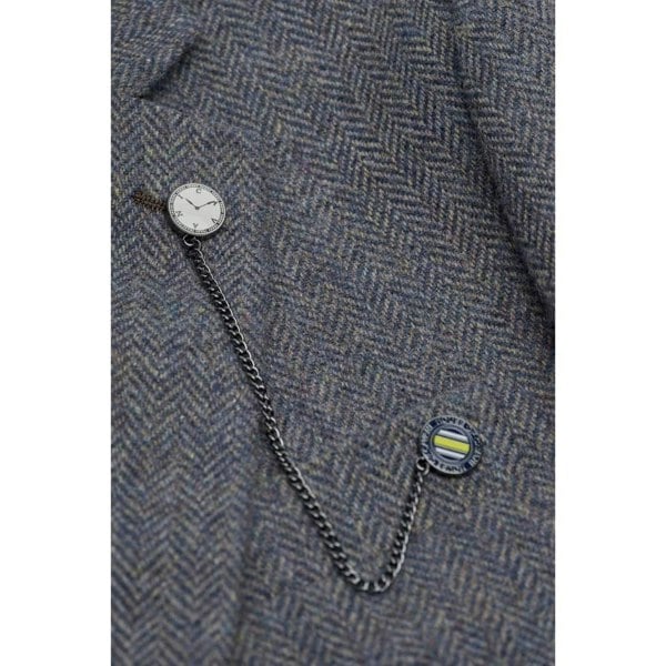 House Of Cavani Thomas - Men’s Navy 3 Piece Wool Blend Tweed Suit