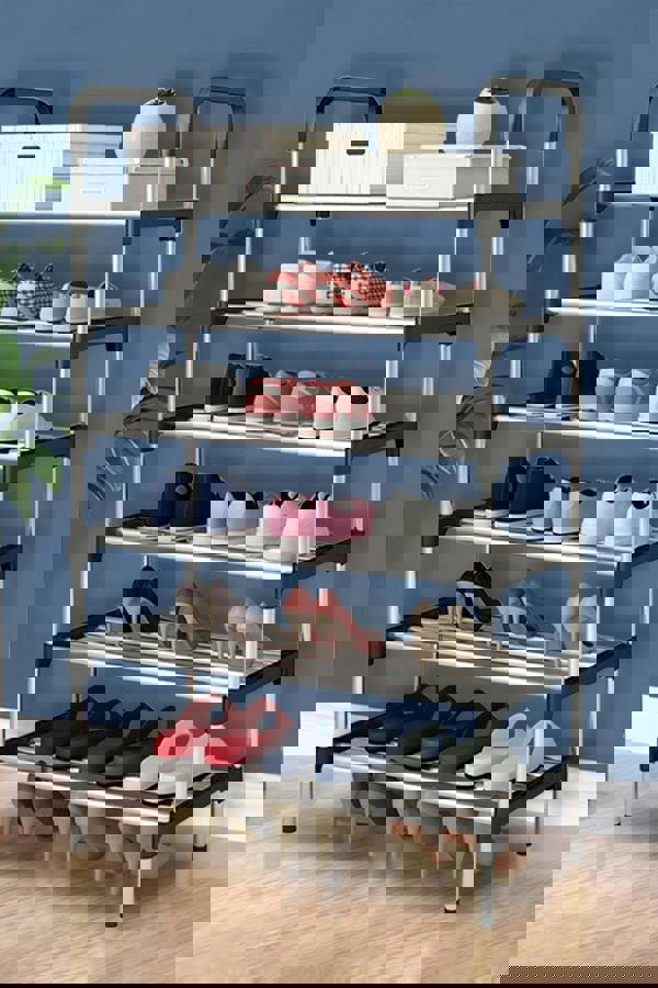 Living and Home 6 Tiers Shoe Rack Organizer Stainless Steel Stackable Space Saving Shoe Shelf