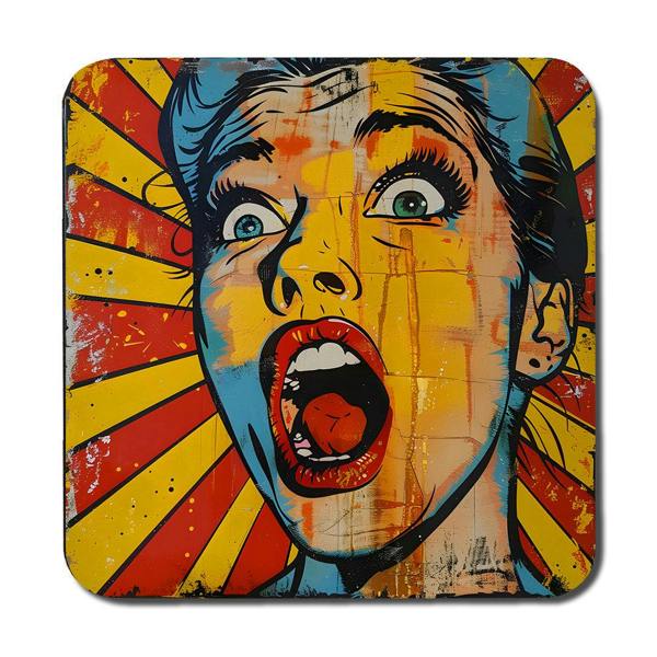 Benjamin Tate Design Designer Pop Art Placemat And Coaster Set With Wood Base From Designer Artwork Collection Limited Edition