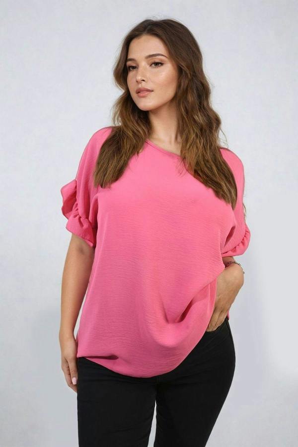 Alexandra Frill Sleeve Top - Pink