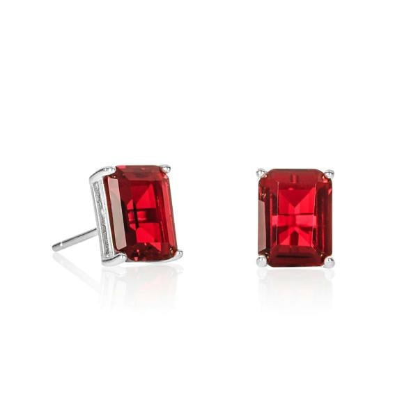 namana Dainty 925 Sterling Silver Rectangle Red Stud Earrings For Women