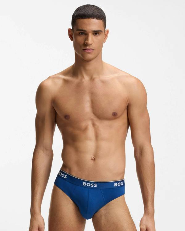 BOSS Orange 3 Pack Mens Power Briefs - Open Blue 487 | CHO | Designer Mens Underwear