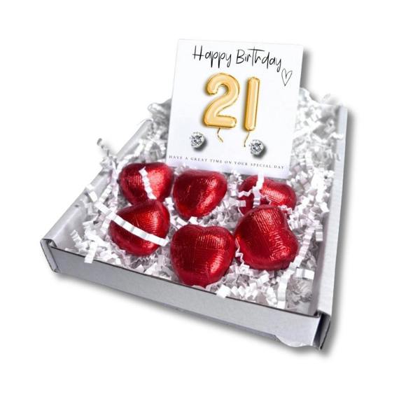 Aye Do Gifts 21st Birthday Cubic Zirconia Earrings & Gold Balloons Mini Hamper