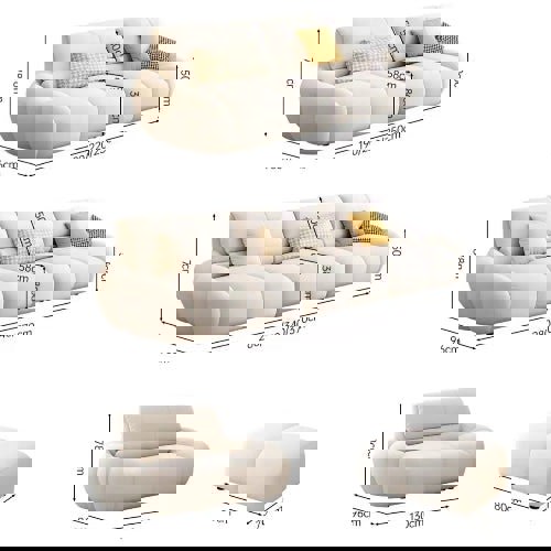 Gia Round Three Seater Sofa-Rit Concept-Cream-Single Seater-Rit Concept