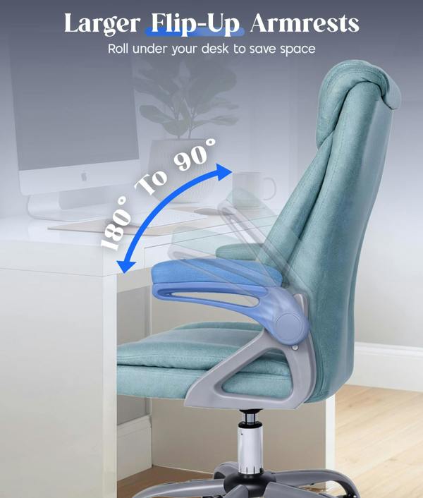 ADOV Executive Office Chair with Padded Flip-up Armrests, High Back Ergonomic Desk Chair with Lumbar Support