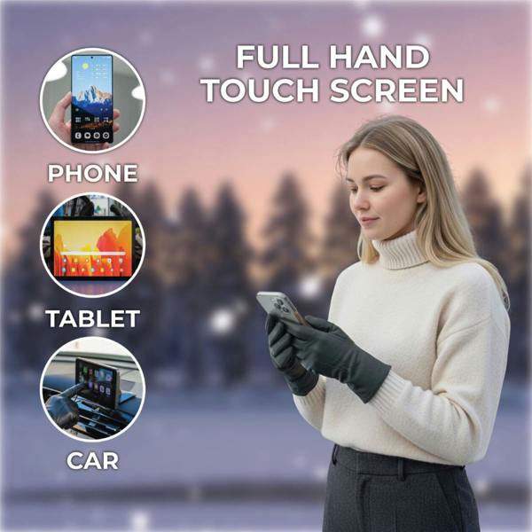 Infinity Leather Womens Italian Leather Winter Stitch Line Design Soft Wool Lining Gloves - L-GLV-301