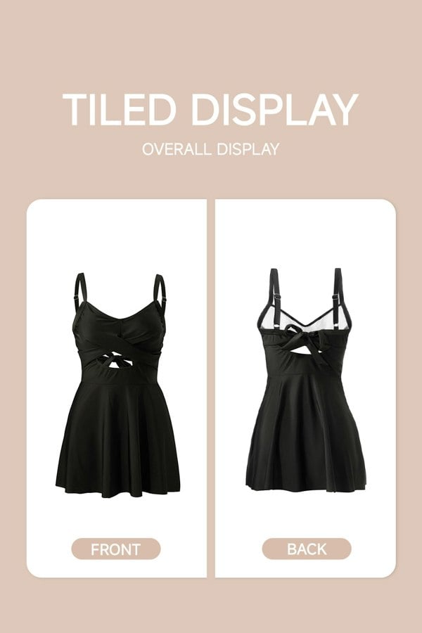 Modishion Cutout Skirted One-Piece Swimsuit with Crisscross Tie-Back