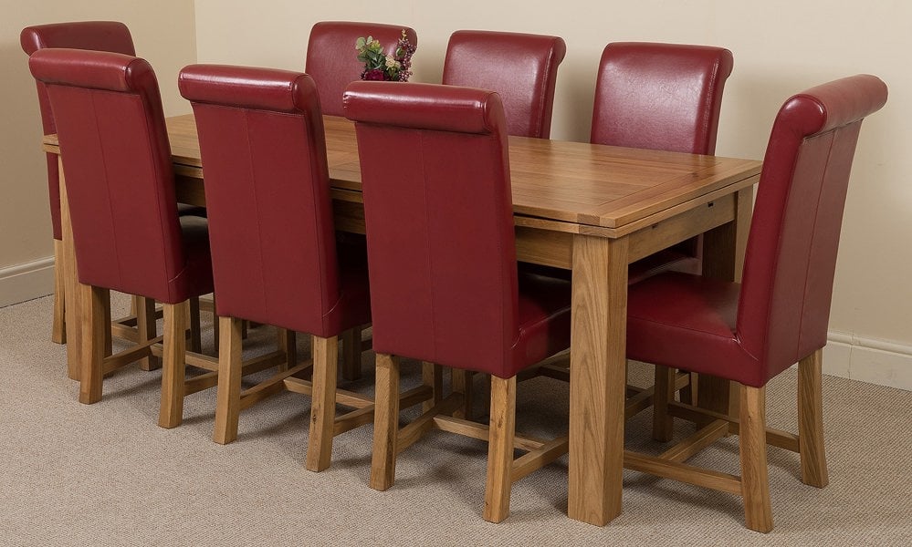 That's Furniture Richmond Large Oak Extending Dining Table with Washington Leather Chairs