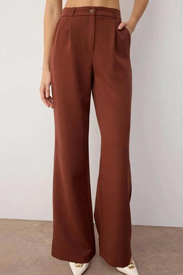 Hoxton Gal High-Waist Wide-Leg Pleated Woven Trousers